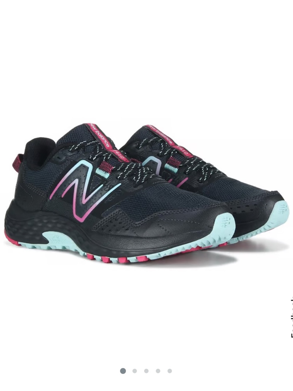 Women's New Balance 410 V8 Black/Hot Pink/Teal Trail Running Shoe. Size 9 Wide.